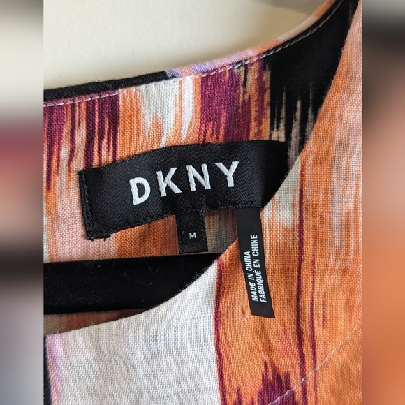 DKNY 100% Linen Asymmetrical Sleeveless Fringe Hem Blouse Women's Medium - Picture 5 of 8